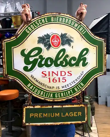 Dev Boy Çift Taraflı  “Grolsch” Metal Reklam Tabela