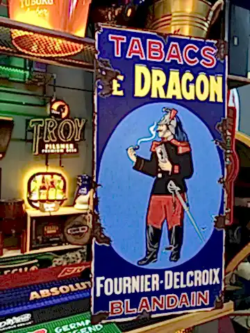 Tabacs Le Dragon Fournier Delcroix Tütün Metal Reklam Tabela